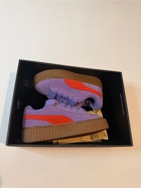 Puma Kids Purple Suede Sneakers with Red Stripe